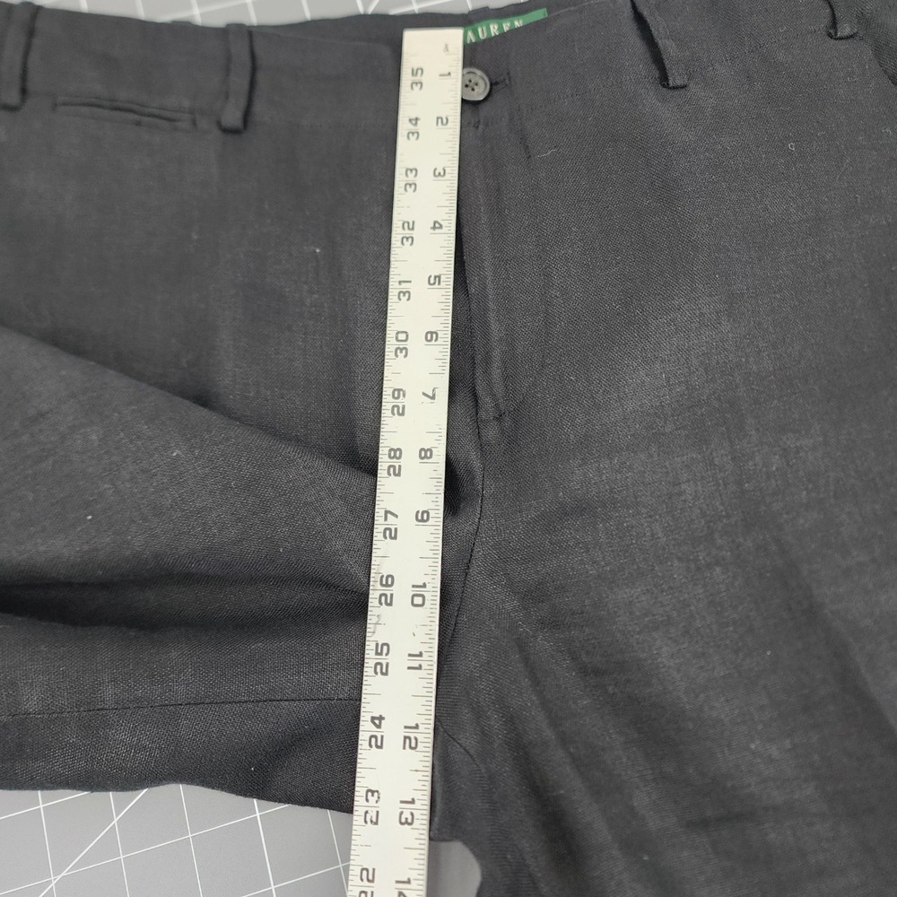Lauren Ralph Lauren 14 Black Linen Sanderson Pants Straight Leg Career Workwear - Picture 8 of 10